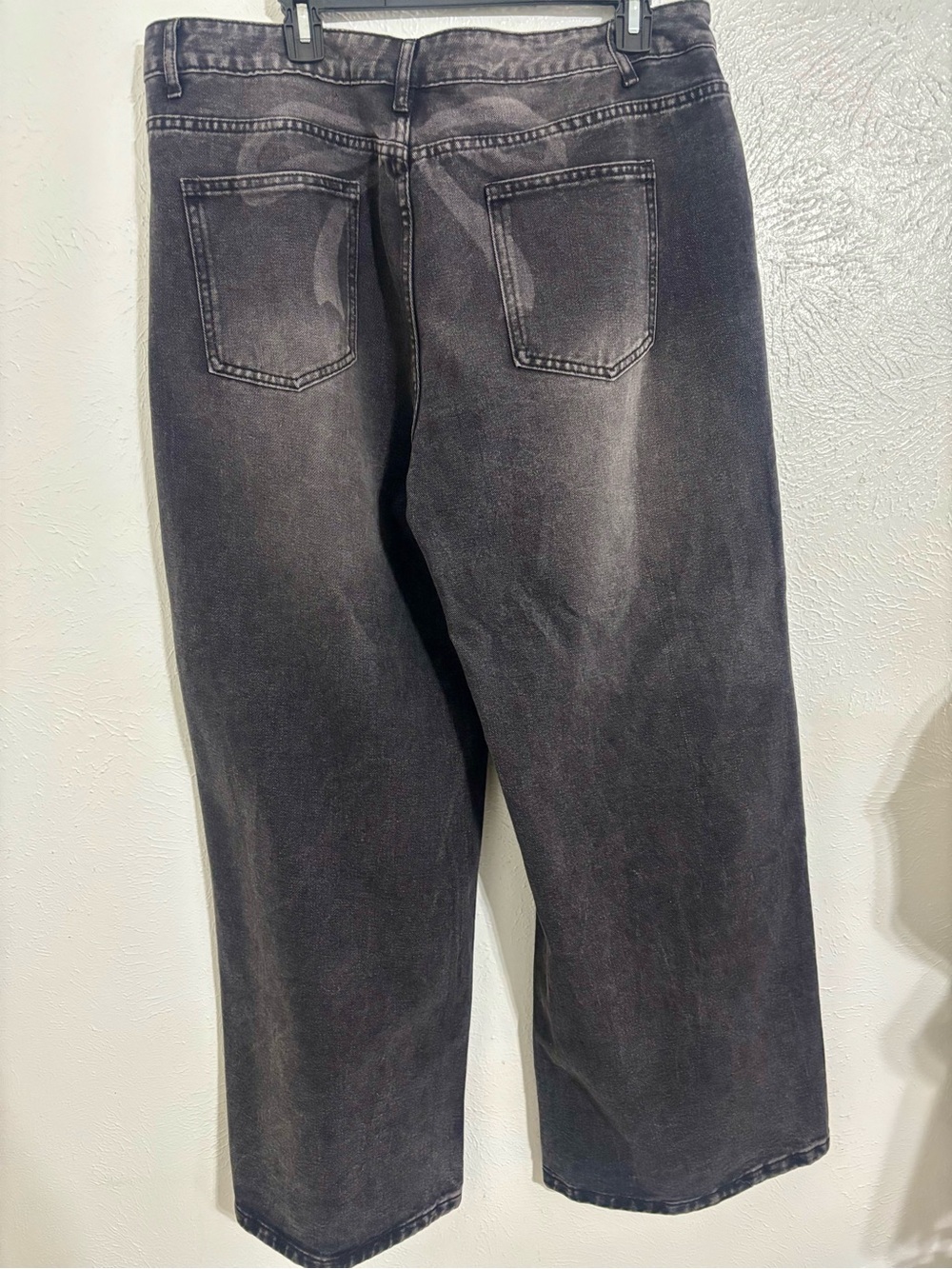 Blue Asphalt Black Washed Low Rise Baggy Jeans XL